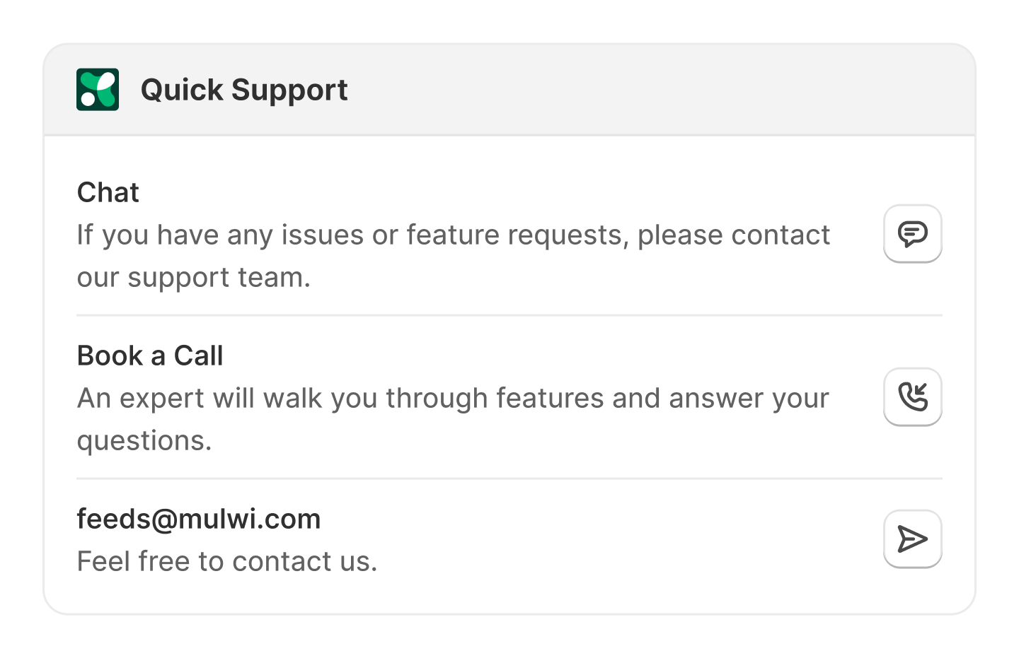 Support rapide centre sur vous