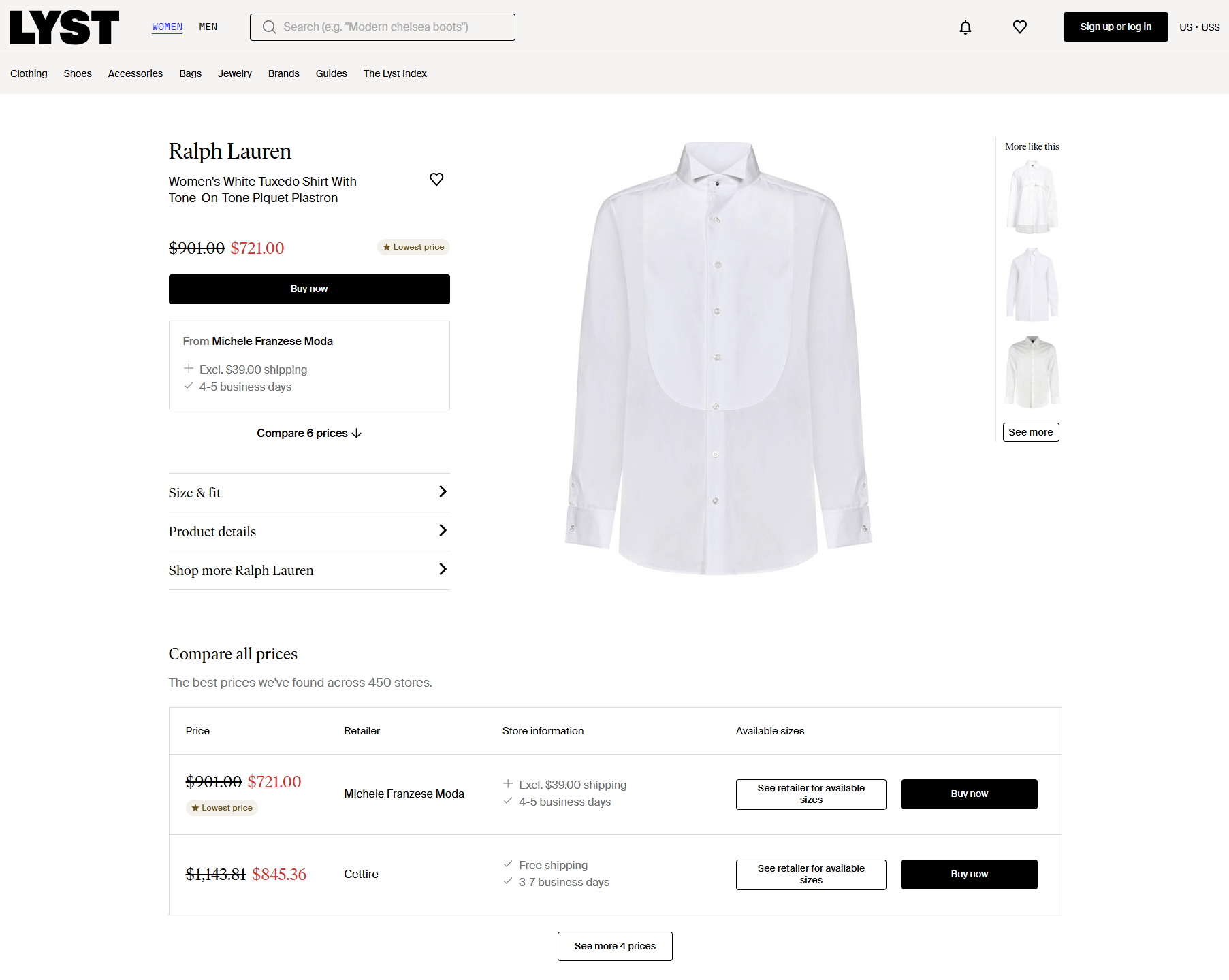 Page produit Lyst
