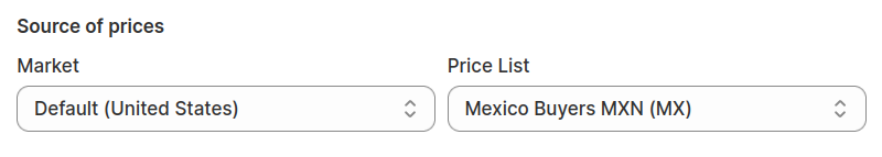 Soporte para listas de precios de Shopify