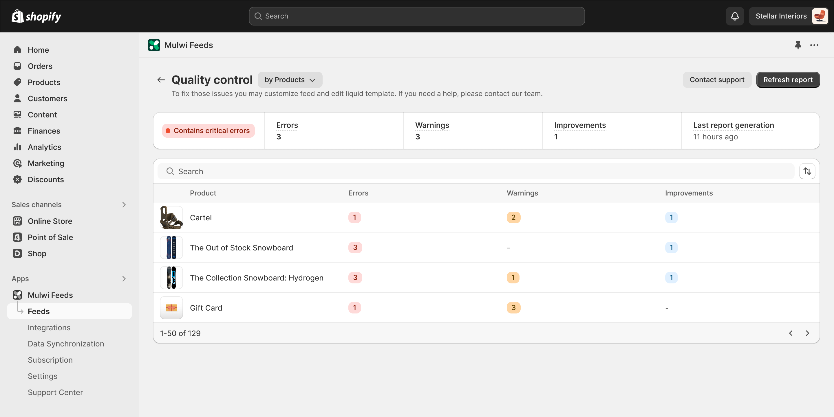 We analyzed feeds for completeness, formatting issues, and performance blockers.