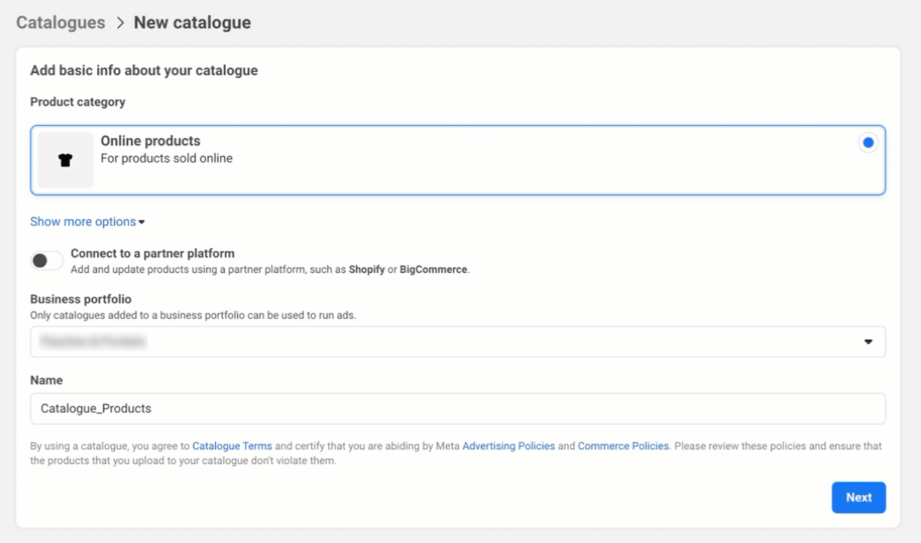 How to create a new Instagram catalog (basic settings)