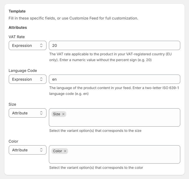 How to fill out required attributes in Fruugo feed