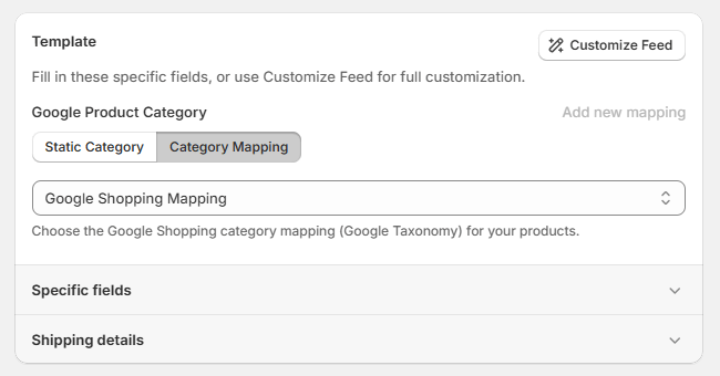 How to add categoty mapping in Google Shopping feed