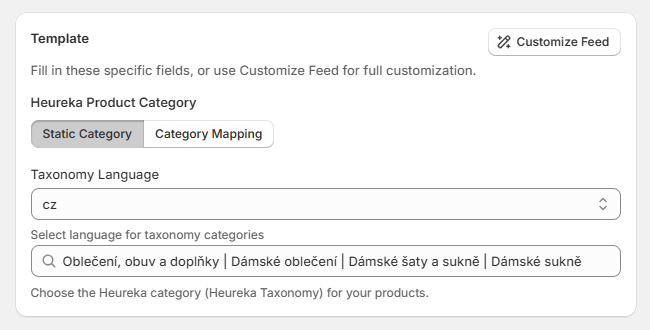 How to add categoty mapping in Heureka feed