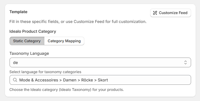 How to add categoty mapping in Idealo feed