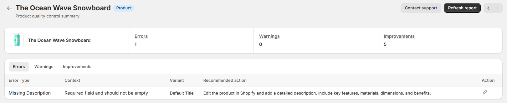 How to view Quality Control report for a specific product in the Mulwi app