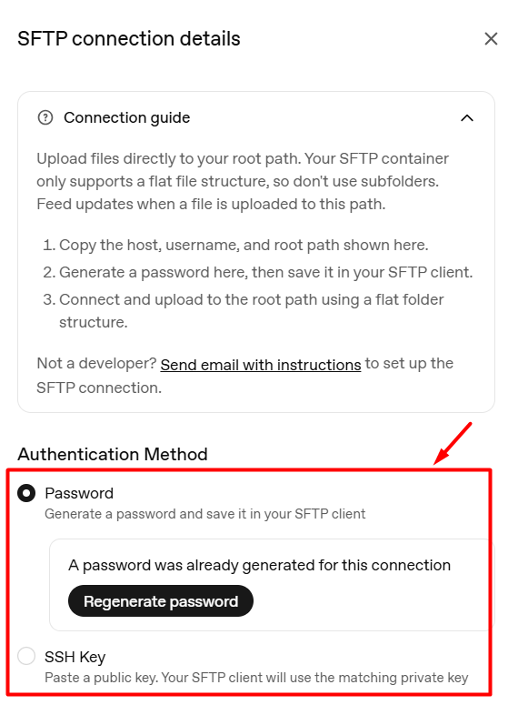 Choosing Password as the authentication method in ChatGPT Ads Manager
